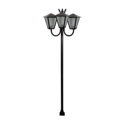 Poste de Jardim L051OM Luminária Romana Tripla 300cm Preto Ouro Minas
