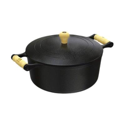 Caçarola Alça de Madeira Tampa de Ferro Fundido 5,2L 26CM Uso Doméstico Libaneza