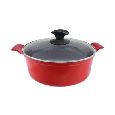 Caçarola Javali AA 24CM Cerâmica Revestida Antiaderente 3,6L Vermelho Tampa Vidro Temperado