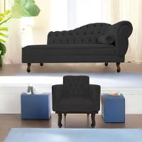 Kit Diva Recamier Diana 130Cm Lado Esquerdo E 01 Poltrona Classic Corano - Amarena Móveis Preto - 1