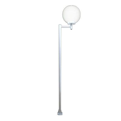 Poste com Luminária Globo Braço Reto Jardim 200cm L078POM Branco Ouro Minas