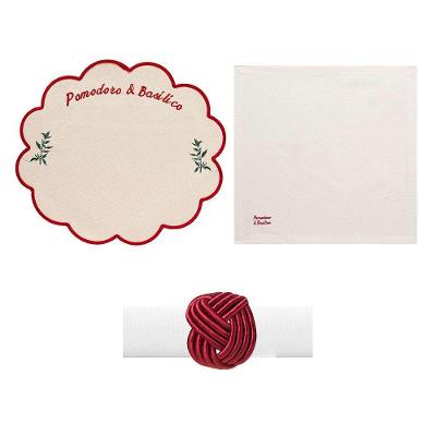 Kit de Mesa Posta 4 Lugares Pomodoro e Basilico com Jogo Americano e Guardanapo Copa & Cia