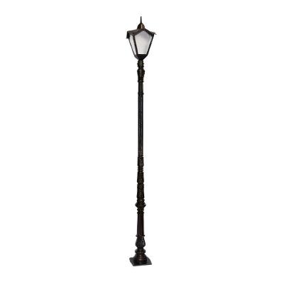 Poste Colonial Jardim Bari Alumínio Fundido 253cm Preto Fosco