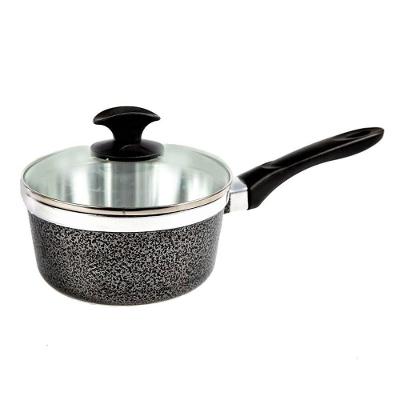 Caçarola CB 18CM Alumínio Usinado Tampa Vidro Craquelado Preto Javali