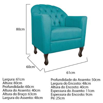 Kit Diva Recamier Diana 130Cm Lado Direito E 02 Poltronas Julia Suede - Amarena Móveis Azul Turquesa