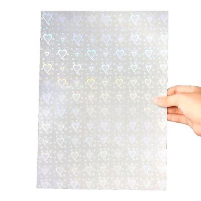 Papel Adesivo Holográfico Vinil Motivate Coração A4 Filme Transparente Pacote 50 Folhas Espelhado