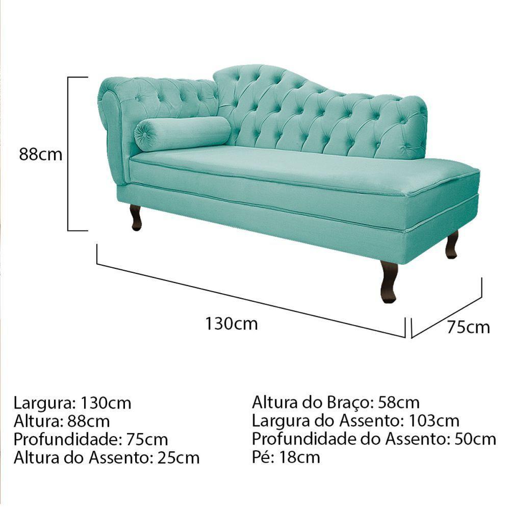 Kit Diva Recamier Diana 130Cm Lado Direito E 02 Poltronas Julia Suede - Amarena Móveis Azul Tiffany - 3