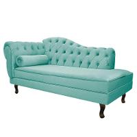 Kit Diva Recamier Diana 130Cm Lado Direito E 02 Poltronas Julia Suede - Amarena Móveis Azul Tiffany - 5