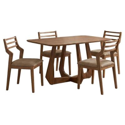Mesa de Jantar Bromelia com 4 Cadeiras Damasco Tampo MDF 25mm Kaki 130cm Milani Movelaria