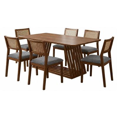Mesa de Jantar Pitaia e Tamarindo 6 Lugares Tampo MDF 25mm Grafite Milani Movelaria