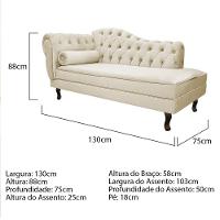 Kit Diva Recamier Diana 130Cm Lado Direito E 02 Poltronas Julia Linho - Amarena Móveis Bege - 5