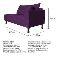 Kit Diva Recamier Azura 185Cm Lado Esquerdo E 02 Poltronas Classic Suede - Amarena Móveis Roxo