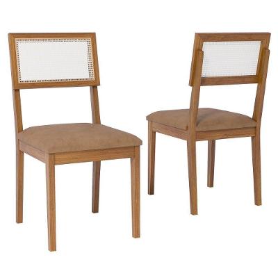 Kit 2 Cadeiras Palmas Madeira Maciça Courino Kaki Milani Movelaria
