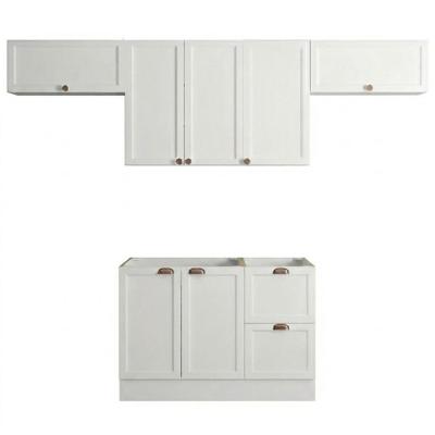 Cozinha Balcão e Armários Aéreos J00142PP 2 Portas 1 Gaveta MDF MDP 280cm Branco Poliman Móveis