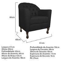 Kit Diva Recamier Diana 130Cm Lado Direito E 02 Poltronas Julia Corano - Amarena Móveis Preto