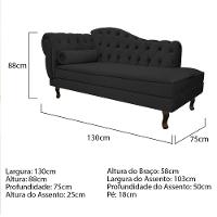 Kit Diva Recamier Diana 130Cm Lado Direito E 02 Poltronas Julia Corano - Amarena Móveis Preto - 5