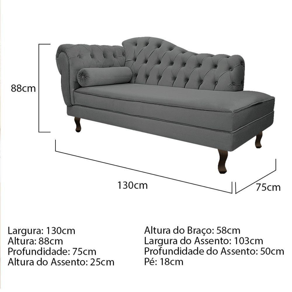 Kit Diva Recamier Diana 130Cm Lado Direito E 02 Poltronas Julia Corano - Amarena Móveis Cinza - 3