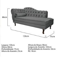 Kit Diva Recamier Diana 130Cm Lado Direito E 02 Poltronas Julia Corano - Amarena Móveis Cinza - 3