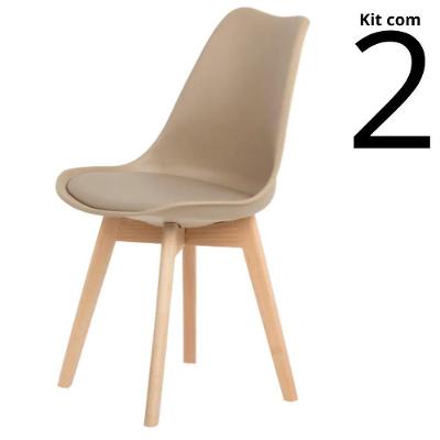 Conjunto 2 Cadeiras Saarinen Wood Madeira Revestimento PU Fendi Lemare Móveis