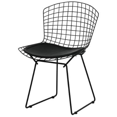 Cadeira Bertoia em Aço Revestimento Couro Sintético Preta OR Design