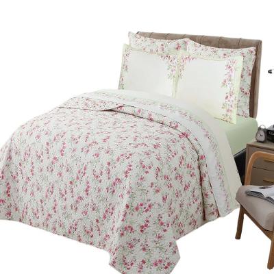 Kit Cobre Leito e Jogo de Lençol Queen Buque 7 Peças 100% Poliéster Floral Aza_verd Lilly Home