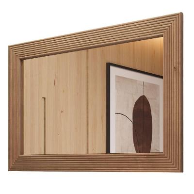 Espelho 3315U Retangular 120x80cm Moldura Taeda Canelada Marrom Milani Movelaria