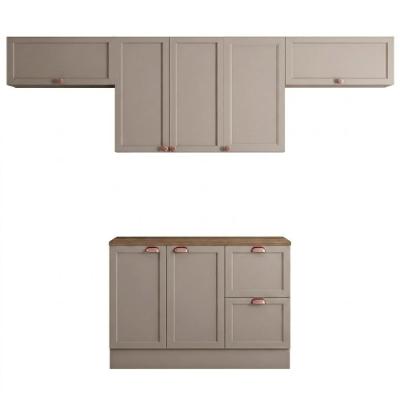 Cozinha Modulada 5 Peças Unna J00142P 2 Portas 1 Gaveta 280cm Gris Poliman Móveis
