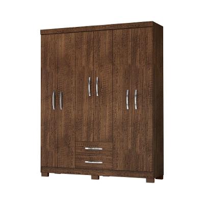 Roupeiro Ssx Multicoisas 6 Portas Giratórias 2 Gavetas MDP Malbec