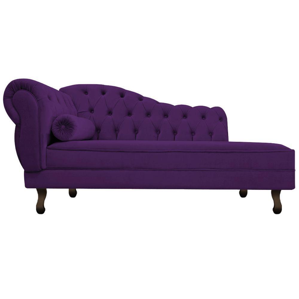Kit Diva Recamier Diana 130Cm Lado Direito E 01 Poltrona Classic Suede - Amarena Móveis Roxo - 4