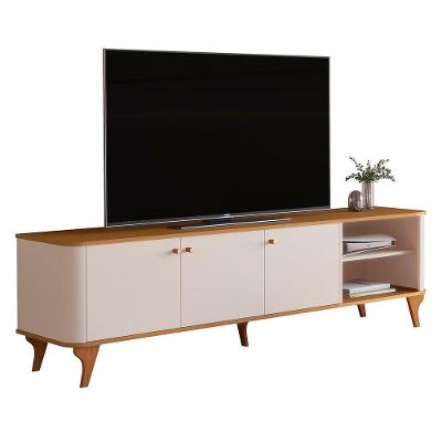 Rack Bancada para TV Bancada Arumã 1.8 Até 75 Polegadas 180,5cm MDF com Prateleira Off White Bechara