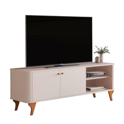 Rack para TV Arumã Até 60 Polegadas 140,5cm MDF com Porta Prateleira e Nichos Off White Bechara