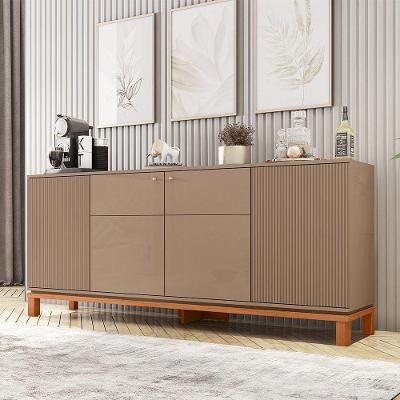 Aparador Buffet Sala De Estar 4 Portas 180cm Visari Marrom/freijó C01 - D'rossi