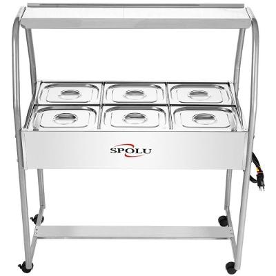 Buffet Térmico SPL506 6 Cubas Inox 2500W com Rodízios 220V Spolu
