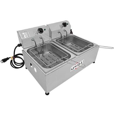 Fritadeira Elétrica com Óleo 2 Cubas Spolu SPL571 6L 3000W Inox Termostato Ajustável 220V