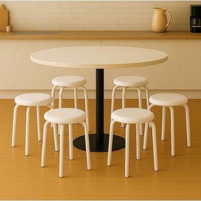 Kit 6 Banquetas Baixa Industrial Jully D03 Aço Carbono Assento Tecido Sintético Branco D'Rossi