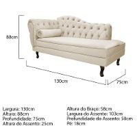 Kit Diva Recamier Diana 130Cm Lado Direito E 01 Poltrona Classic Suede - Amarena Móveis Bege - 6