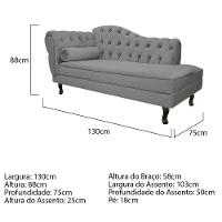 Kit Diva Recamier Diana 130Cm Lado Direito E 01 Poltrona Classic Suede - Amarena Móveis Cinza - 10