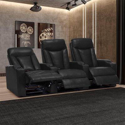 Poltrona 3 Lugares Vancouver Reclinável Manual Pu Preto Gran Belo