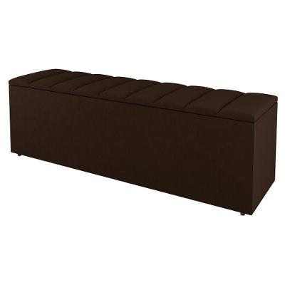 Calçadeira Baú Cora 160CM Queen Size Sintético com Estrutura em Madeira Marrom