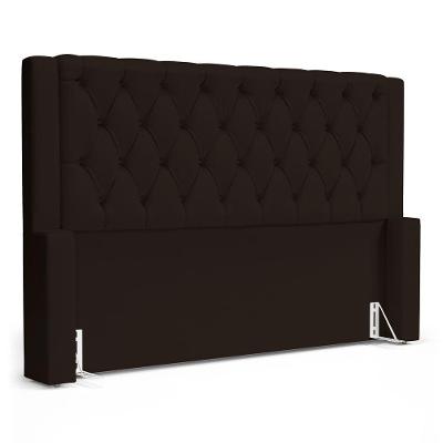Cabeceira Para Cama Box Atena Queen Sintético Capitonê Marrom Abmaza