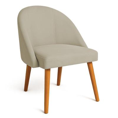 Cadeira Poltrona De Jantar Luna Suede Capuccino Pés Palito Castanho - Pallazio