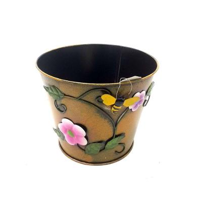 Balde Vaso Metal Enfeite Jardim Quintal Varanda Flor Abelha Laranja (balde-17)