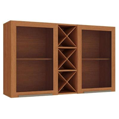 Armário Aéreo Favorita 120cm 2 Portas de Vidro MDF MDP Cinamomo Fosco Zanzini Móveis