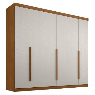 Guarda Roupa Casal New Monumental 6 Portas de Bater 4 Gavetas MDP Cinamomo Areia Fosco Zanzini