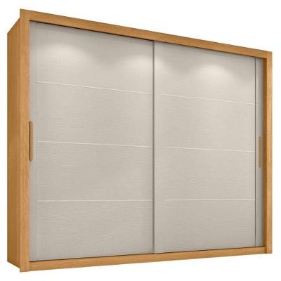Guarda Roupa Casal Imperador Plus 2 Portas de Correr 6 Gavetas Cinamomo Areia Fosco Zanzini Móveis