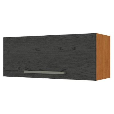 Armário Aéreo Sob Geladeira Favorita 1 Porta MDP 15mm 80cm Cinamomo Preto Zanzini Móveis