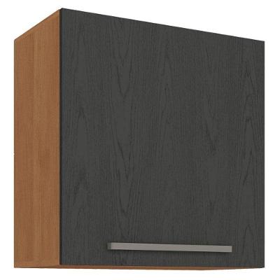 Armário Aéreo Favorita 59cm 1 Porta MDF MDP de Bater Cinamomo Preto Catedral Fosco Zanzini Móveis