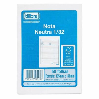 Bloco Nota Neutra 105x146mm 50 Folhas 20 Unidades - Tilibra