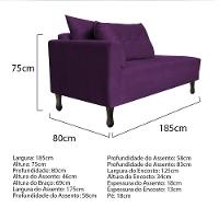 Kit Diva Recamier Azura 185Cm Lado Direito E 02 Poltronas Classic Suede - Amarena Móveis Roxo