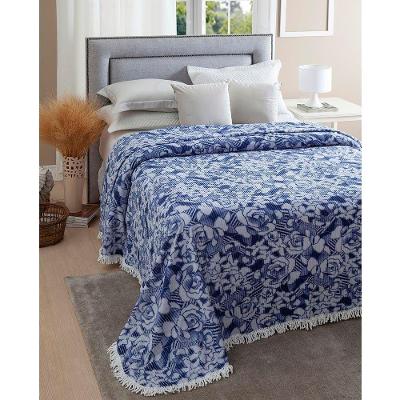 Colcha Casal Chenille Canelada Valentina Azul Jolitex